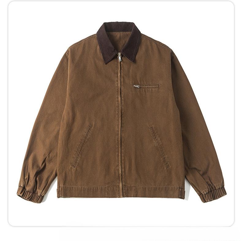 Американская ретро-стираемая куртка Tooling Jacket для мужчин и женщин American High-end Lapel Loose Ruffian Красивый повседневный топ S