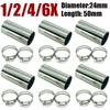 1/2/4/6X 24mm 50mm Length Air Diesel Parking Heater Exhaust Pipe Connector Adapter Vent Hose With Clamps For Webasto Eberspacher