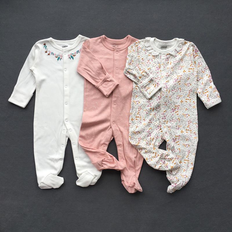 Spring & Autumn Baby Jumpsuit: Foot-Covering, Cotton Romper Pajamas for Newborn Boys & Girls