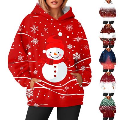 Moletom com capuz estampado casual e moderno feminino de manga comprida