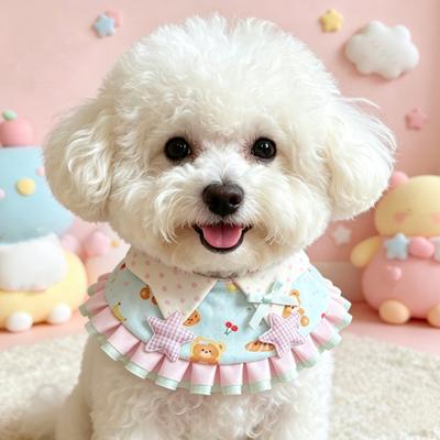 Dog Bandanas Adjustable Snap Button Pet Bib Breathable Cute Bear Print Pet Scarf for Daily Use Birthdays Photos