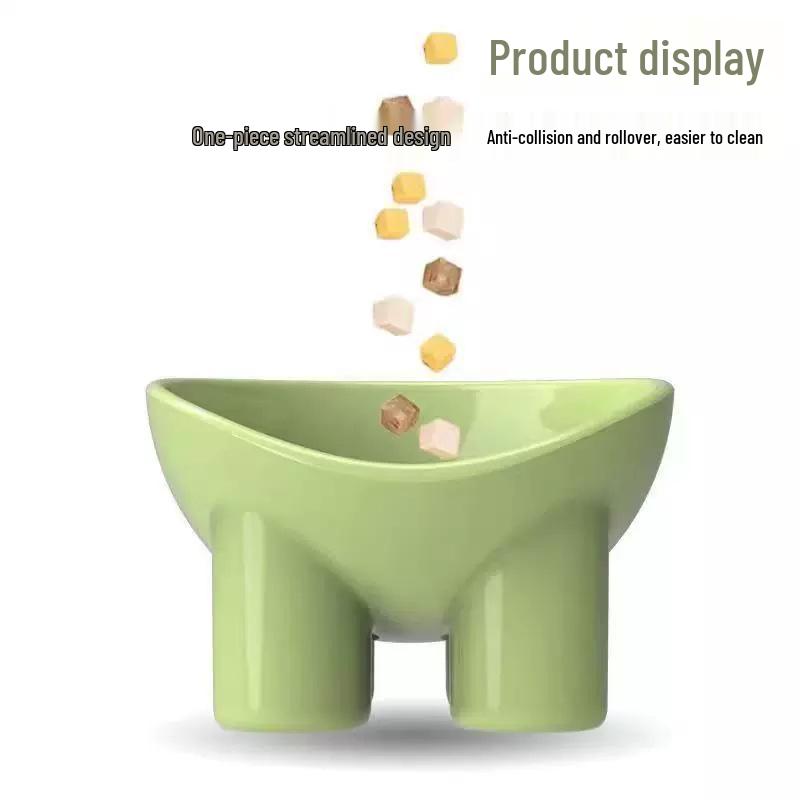Macaron Color Raised Pet Bowl with Elephant Legs - Neck Protection Design for Cats and Dogs
