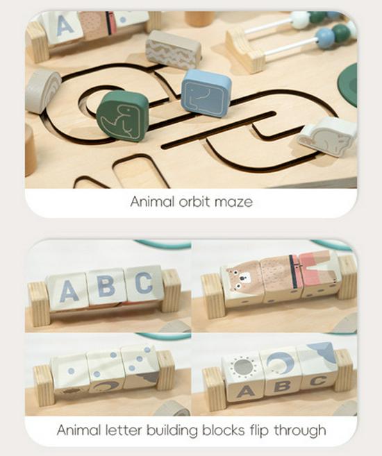 Montessori Wooden Bead Maze & Busy Board Toy for Ages 0-3