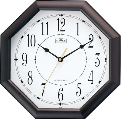 MAG Wall Clock Octagonal Analog Octago Silent Continuous Second Hand Brown W-287BR-Z