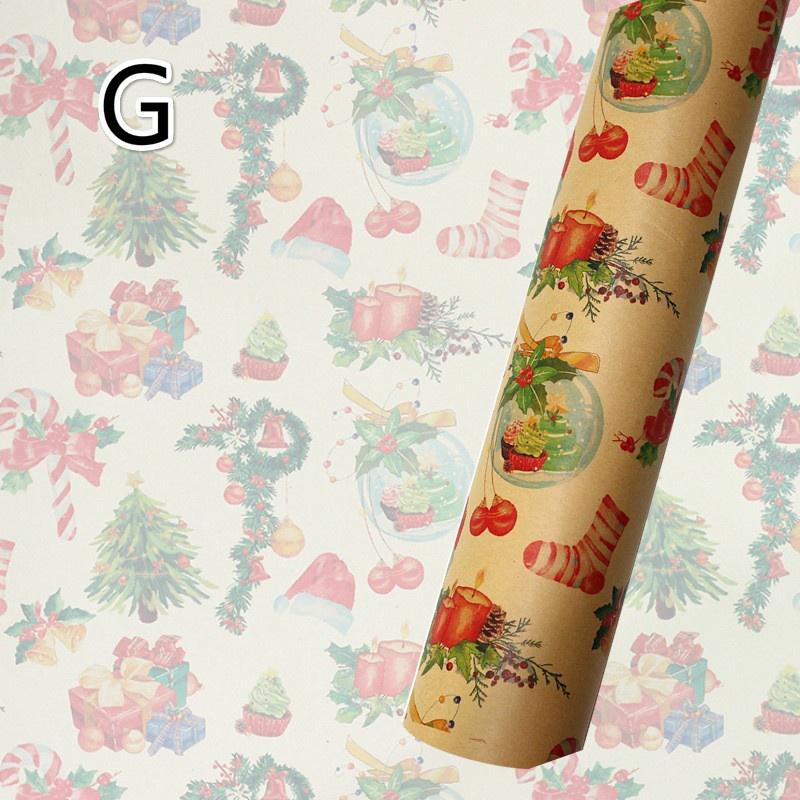73*51cm New Christmas Gift Wrapping Paper European Style Retro Kraft Gift Paper Snowflake Christmas Tree