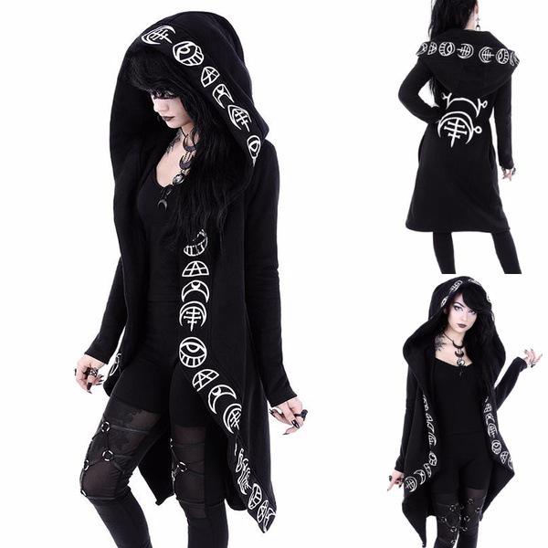 

Women s Punk Moon Print Long Sleeve Cardigan Hoodie 5XL