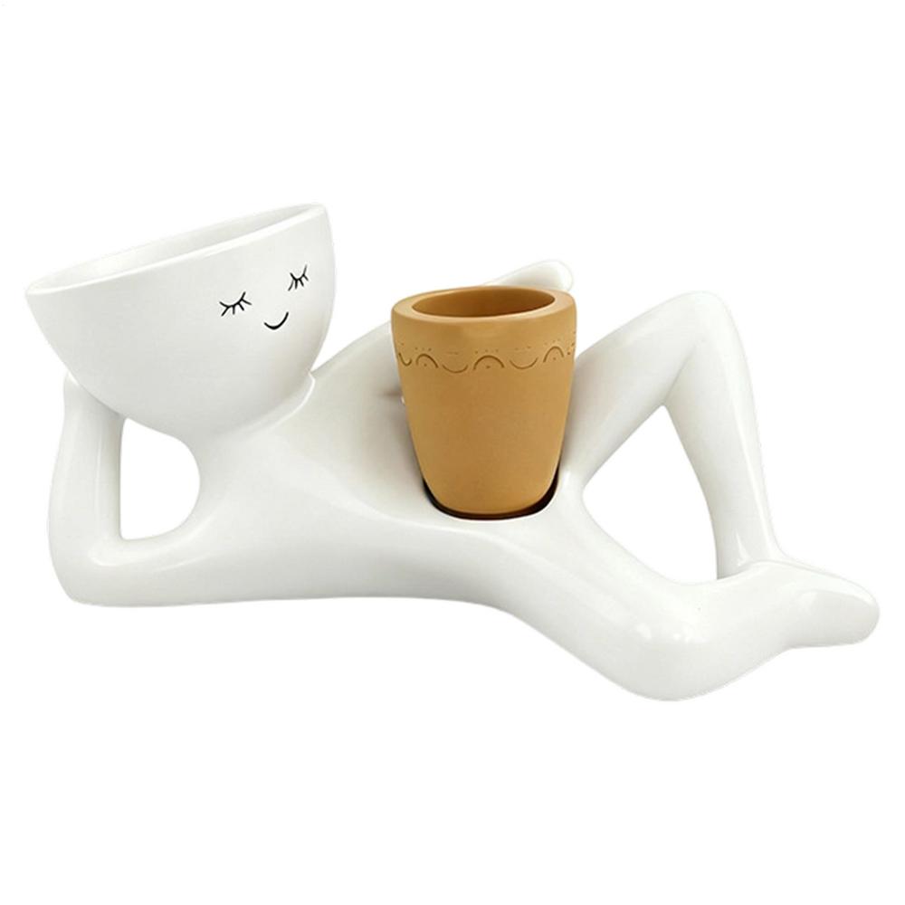 

Горшок для лица Забавный смоляной Садовый декор с дренажным отверстием Горшки-лица для растений для женщин Девушек Матери Жены Бабушки В помещении жёлтый