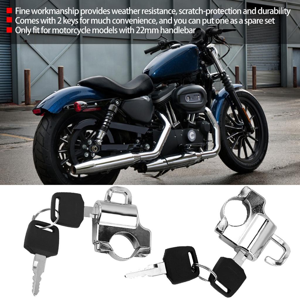 Manubri da 22 mm Blocca Sicurezza Casco Moto Lucchetto con 2 Chiavi (Nero)