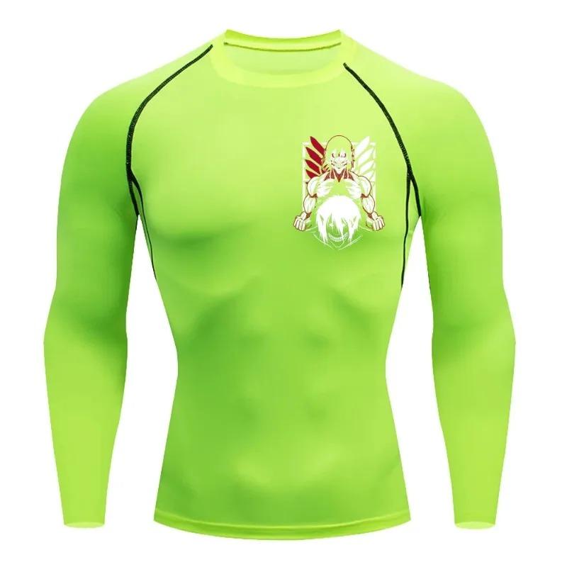 Comfortable Fitness T-shirt for Men Eren Yeager Graphic Breathable Slim Fit Top Summer Gym Jogging Training Elastic Fitness Suit