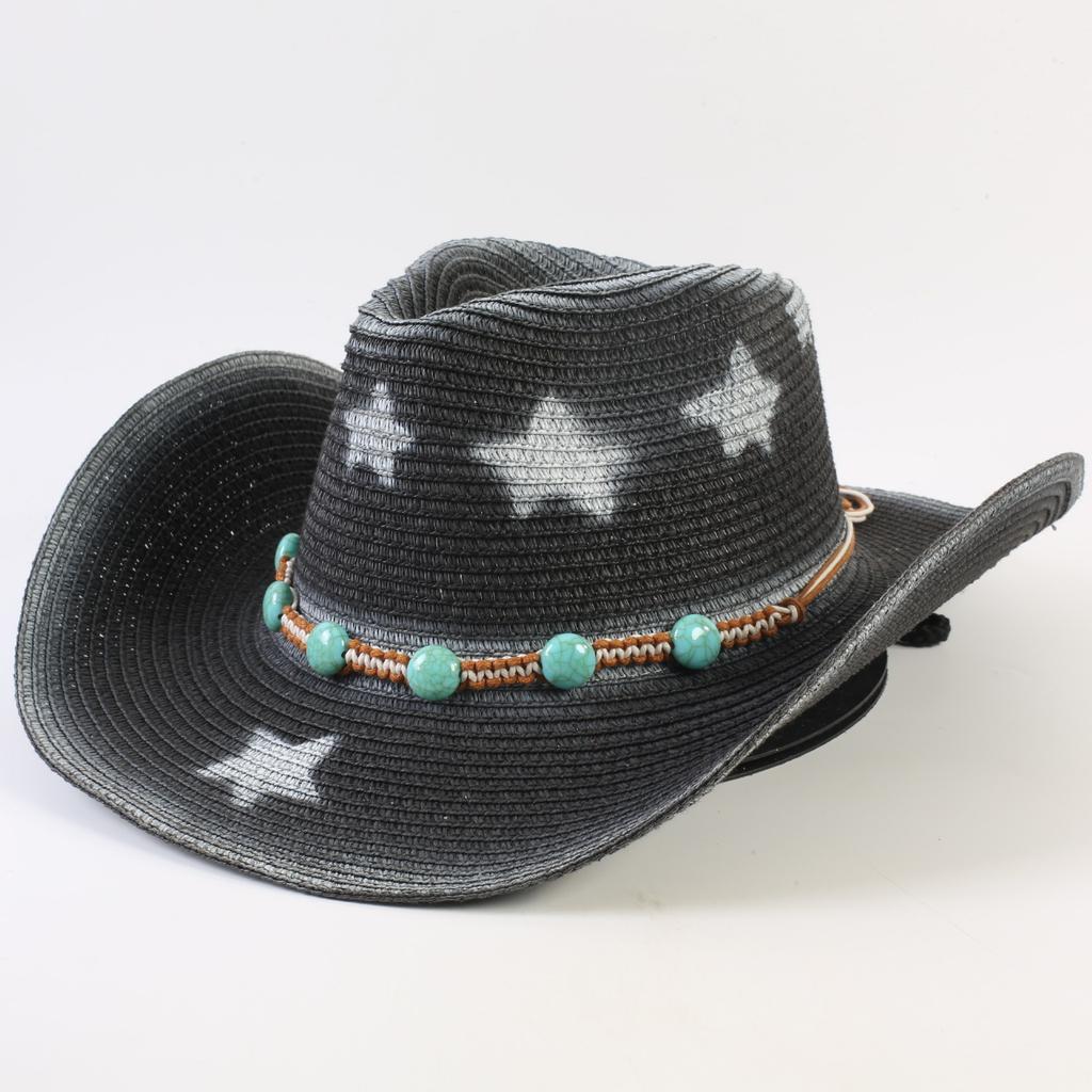 Popular Western Cowboy Straw Hat Men's and Women's Fashion Shade Straw Hat Classic Outdoor Western Cowboy Hat