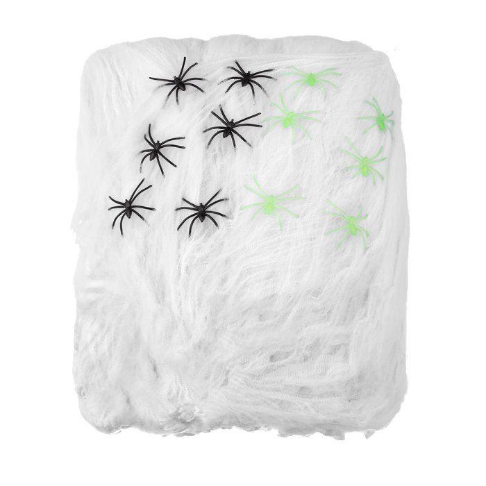 Decorations and Animations - White Spiderweb Decoration with Spiders 500 G Halloween