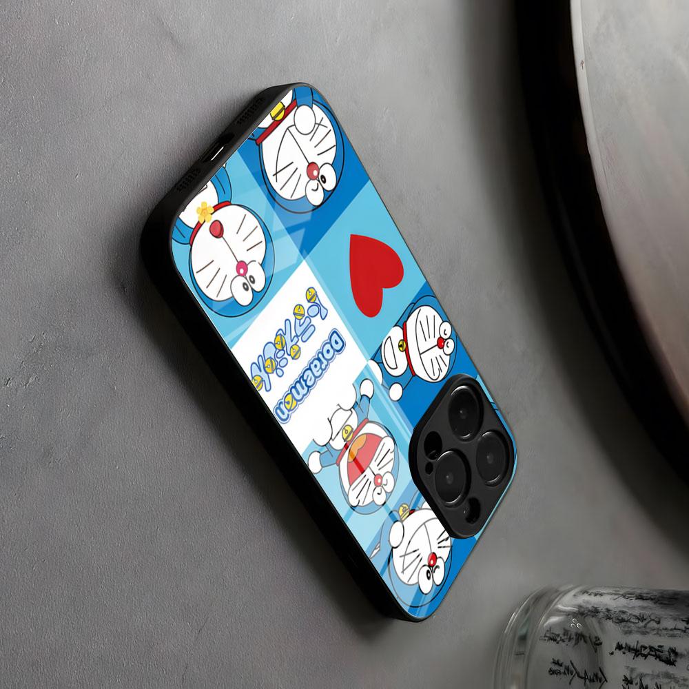 Doraemon Phone Case Glass For IPhone17 Air 16 15 17 14 Pro Max 13 12 11 X Wholesale And XS XR Plus For Samsung S 25 24 23 22