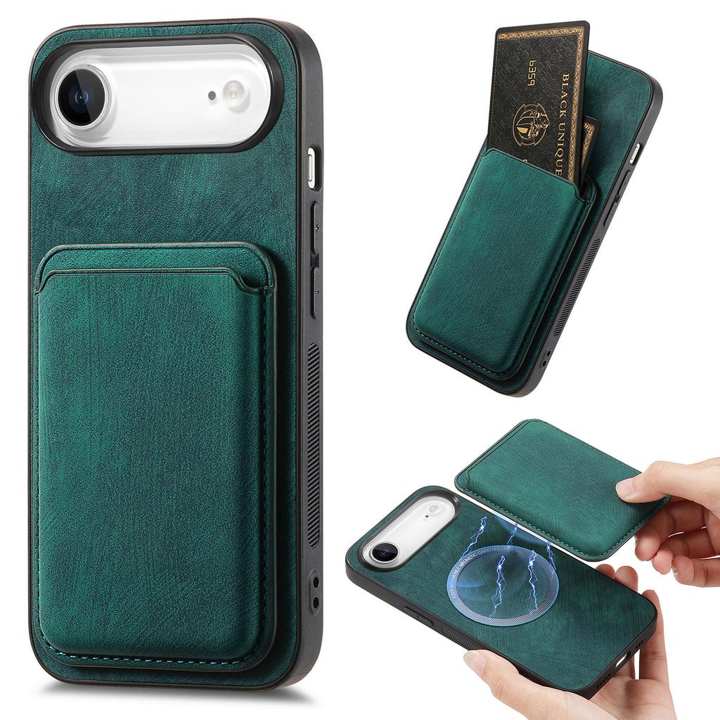 For iPhone Air Case Compatible with MagSafe Leather Back Cover with Detachable Card Holder