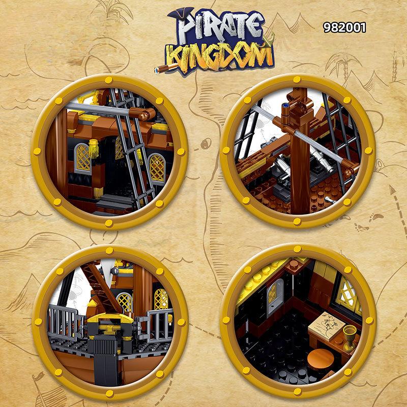 722pcs Creative Series Storm God Pirate Ship Building Blocks Toys Children's Building Blocks Toys