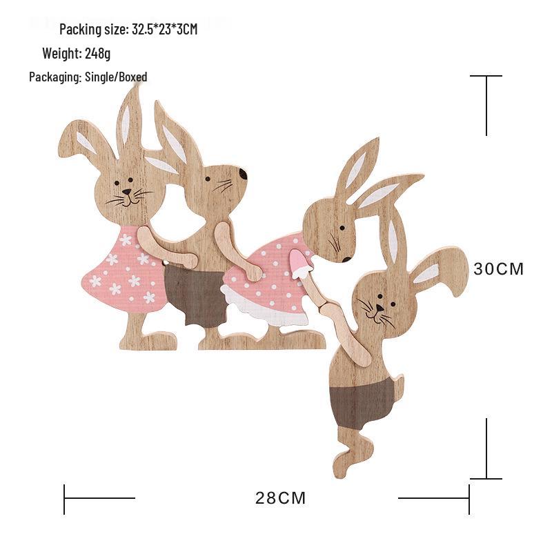 Painted Wooden Rabbit Easter Decorations for Home and Door