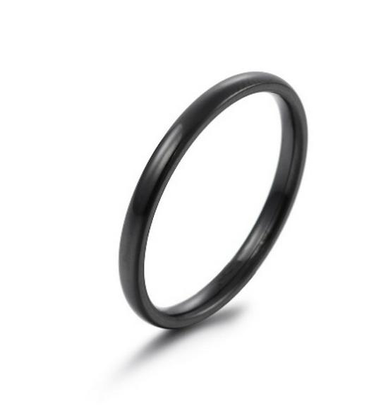 2024 Gold Plated Titanium Steel Couple Rings: 2/4/6/8mm Round Arc Design