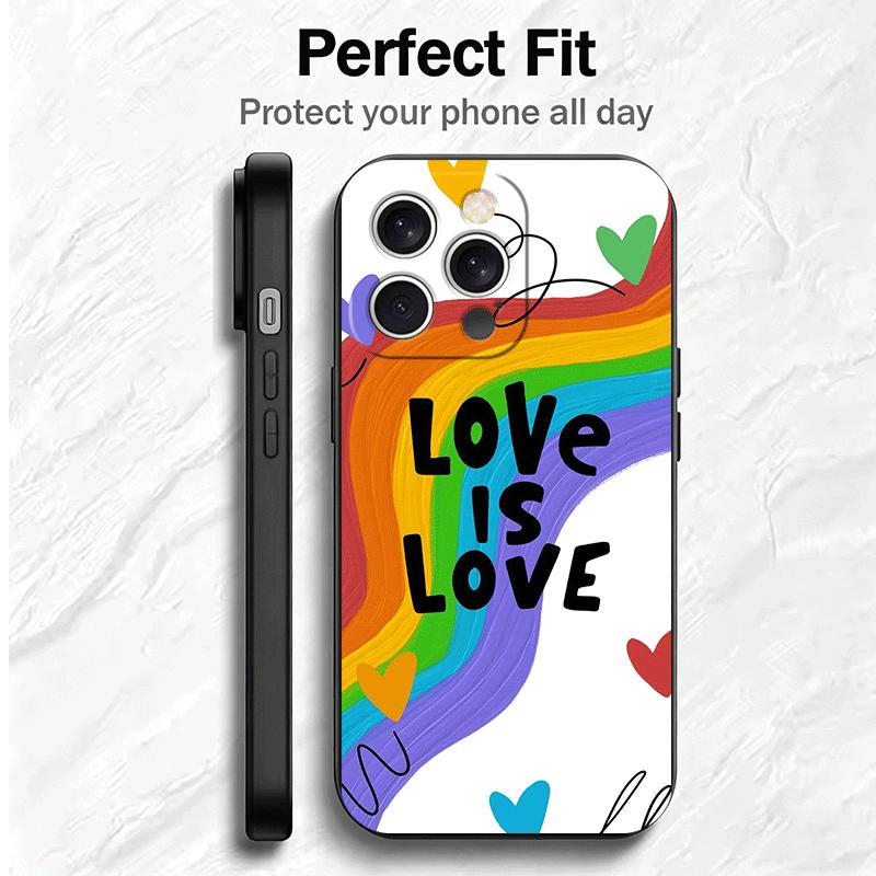 LGBT Rainbow Love Is Love Soft Phone Case for iPhone 16 16E 17 Air 15 Pro Max 14 Plus 13 Mini 11 12 7 Black Cover Back Shell