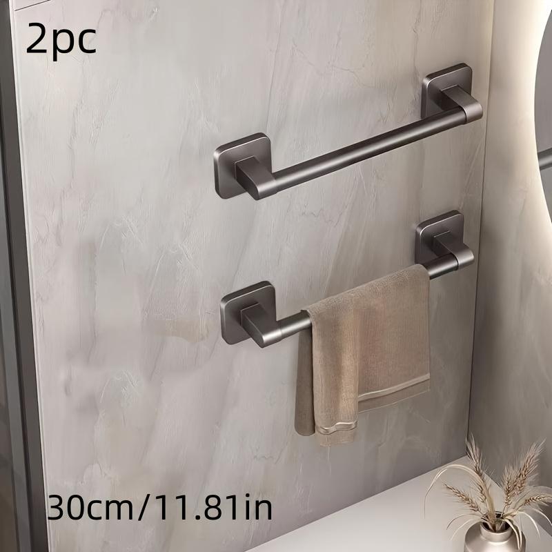 

No-Drill Towel Rack & Shelf - Heavy Duty, Space-Saving, Strong Load. Easy Install for Bathroom/Kitchen. Black. темно-сірий колір