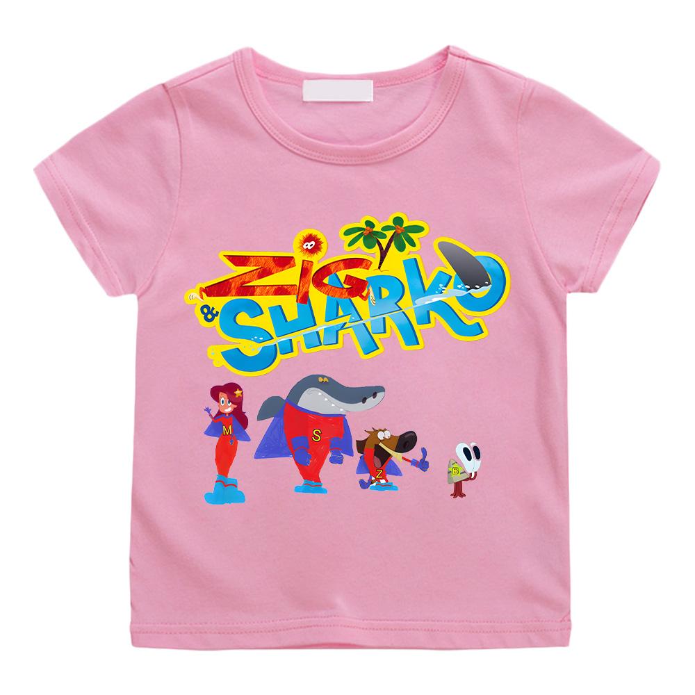 Maglietta con stampa anime Zig e Sharko Cosplay Superman Maglietta divertente Magliette dei cartoni animati preferiti dei bambini Carine Vestiti Y2K per ragazzi e ragazze
