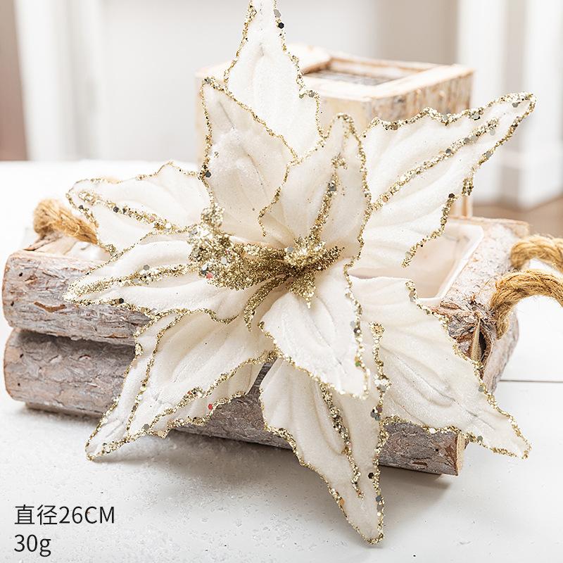 Christmas flower gold simulation Christmas tree decoration flower 20cm sequined flannel home decoration