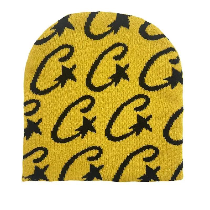 

Парные вязаные шапки хип-хоп модная шапка бини с буквами жаккардовая женская мужская зимняя горячая женская теплая вязаная шапка шерстяная балаклава one size