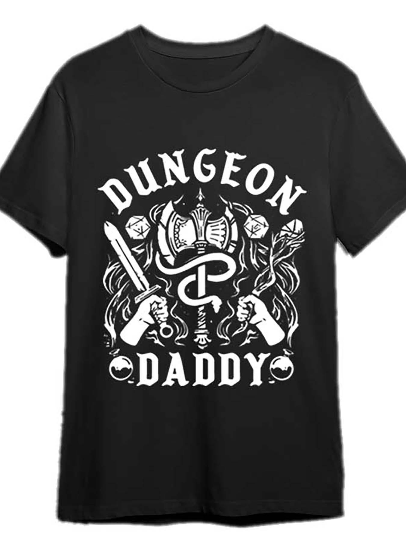 

Dungeon Daddy funny Graphic Collection black PR design100 cotton summer Oneck short sleeve casual printed mens Tshirt S