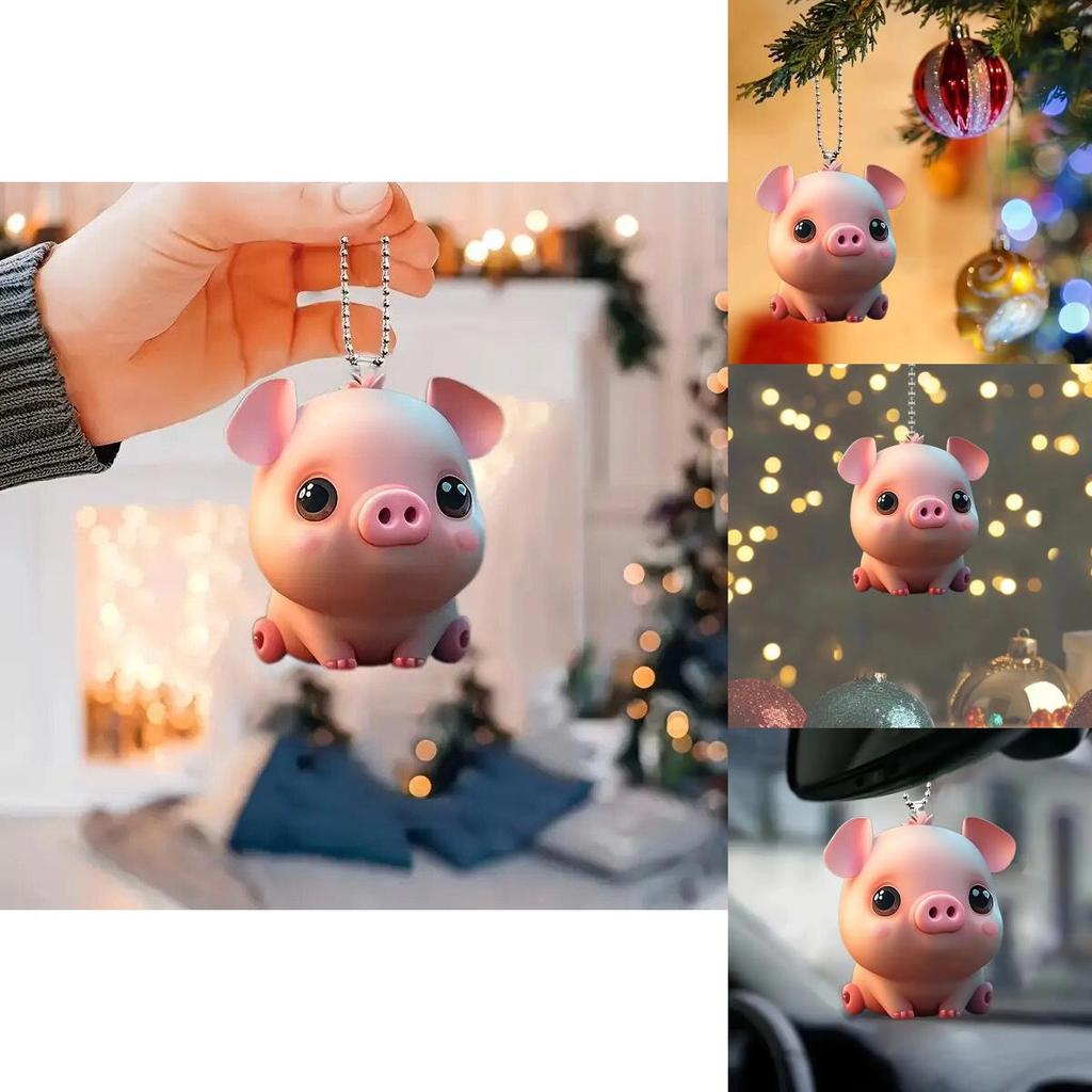 Adorable Pig Acrylic Car Hang Decoration Keychain For Backpack And Holiday Decor