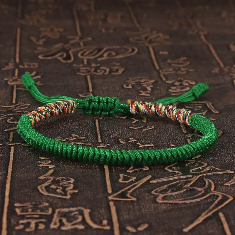 Tibetanisches Buddhistisches Glücksarmband Unisex Geflochtenes Rotes Fadenseil Verstellbar King Kong Knoten Armbänder für Damen Herren Armreifen Schmuck