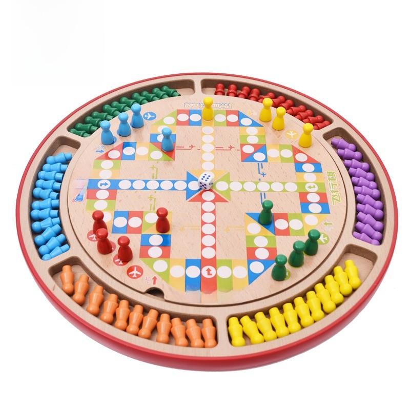 Family Board Wooden Game Puzzle Toys Multiple Chess Variations Kid Entertainment