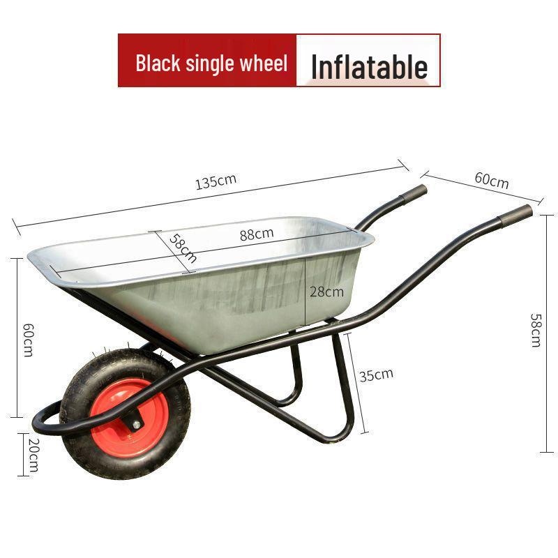 Wytrzymała taczka budowlana i rolnicza: Łatwa do pchania taczka na błoto, piasek i ziemię