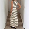 French Striped Sleeveless Knitted Dress Women's Summer Senior Design Sense Niche Small Casual Style Vest Skirt