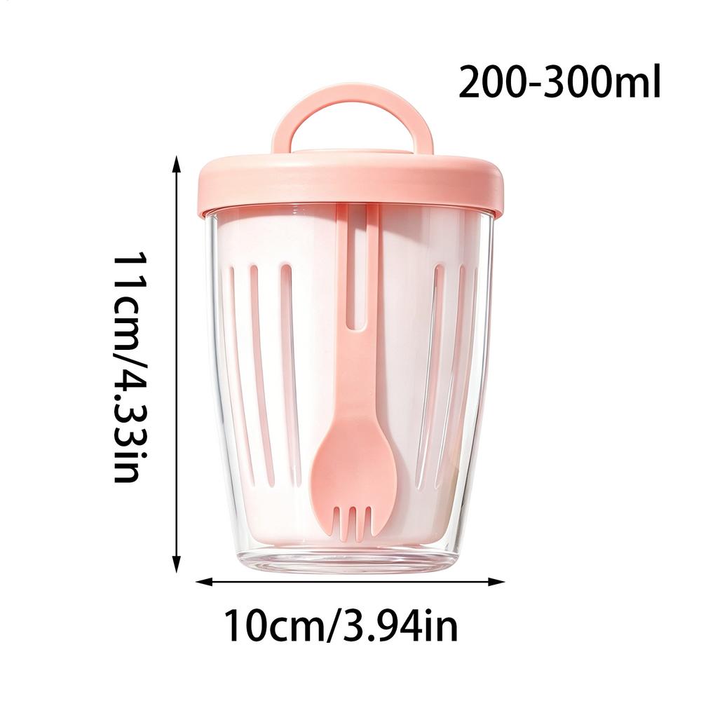 1PC Salad Cup With Fork Cylindrical Plastic Fruit Cup Multifunctional Drainage Function Salad Container, Portable Lunch Box