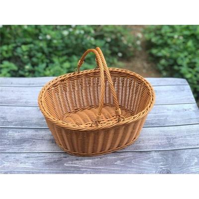 Pastoral Rattan Handheld Bamboo Gift and Fruit Basket for Shopping