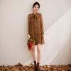 Spring Style Lace-up Bow Temperament Texture Long Sleeve Mid-length Women's Pleated Dress