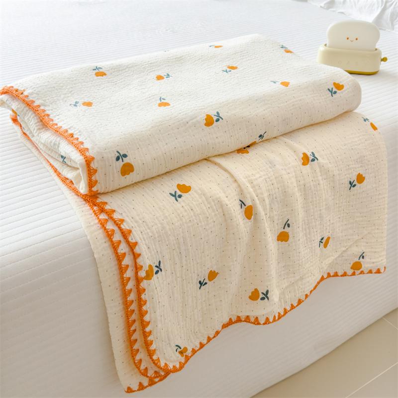100% Cotton Blanket Anti-Mite Blanket designed for Bed Cartoon Style Sofa Blanket designed for Kids Double-layer Gauze Blanket Single/Queen/King