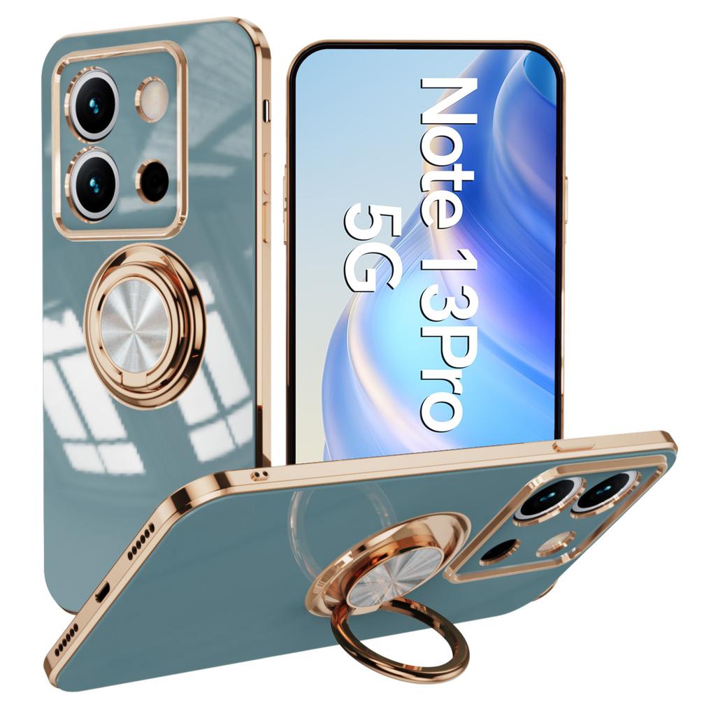For Xiaomi Redmi Note 13 Pro 5G/Poco X6 5G Case Precise Cutouts 6D Electroplating TPU Phone Cover with Ring Holder