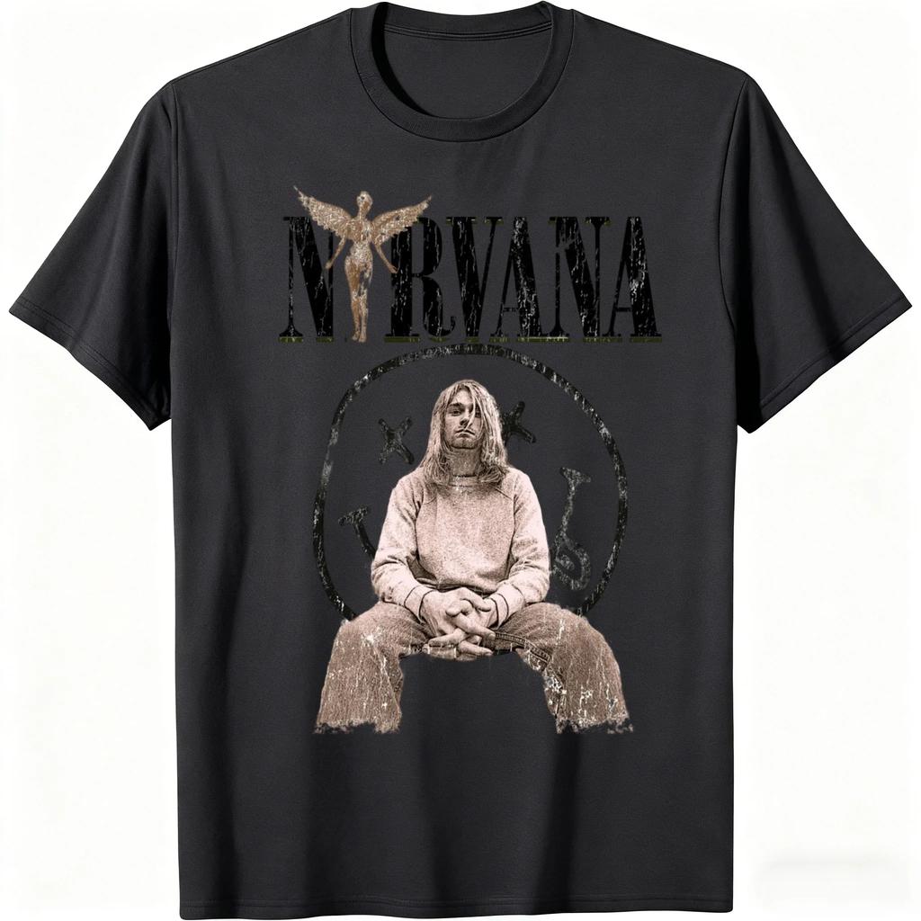 New Nirvana rock band Unisexs 100cotton Tshirt hiphop style Unisexs and Unisexs oversized Y2K Tee Casual Loose Outdoor Street
