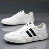 2024 Herbst Neue Schuhe für Herren Echtleder Freizeitschuhe Trend Gestreifte Flache Skateboard-Schuhe Street Cool Schnür-Sneaker