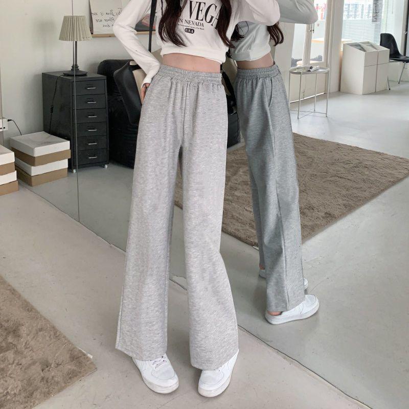 2026 High-Waisted Wide-Leg Pants - Spring/Autumn Casual Korean Style, Plus Size, Slimming & Loose Fit