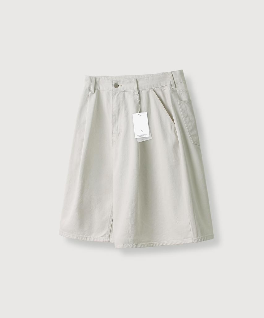 MOOD INSIDE Light Cotton Single-Pleat Bermuda Pants_Light Beige