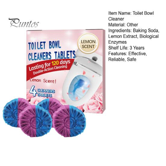 Bowl Automatic Cleaner 4pcs Toilet Tablets Fast Acting Quick Dissolving Longlasting Bathroom Toilet Tank Cleaning Blocks