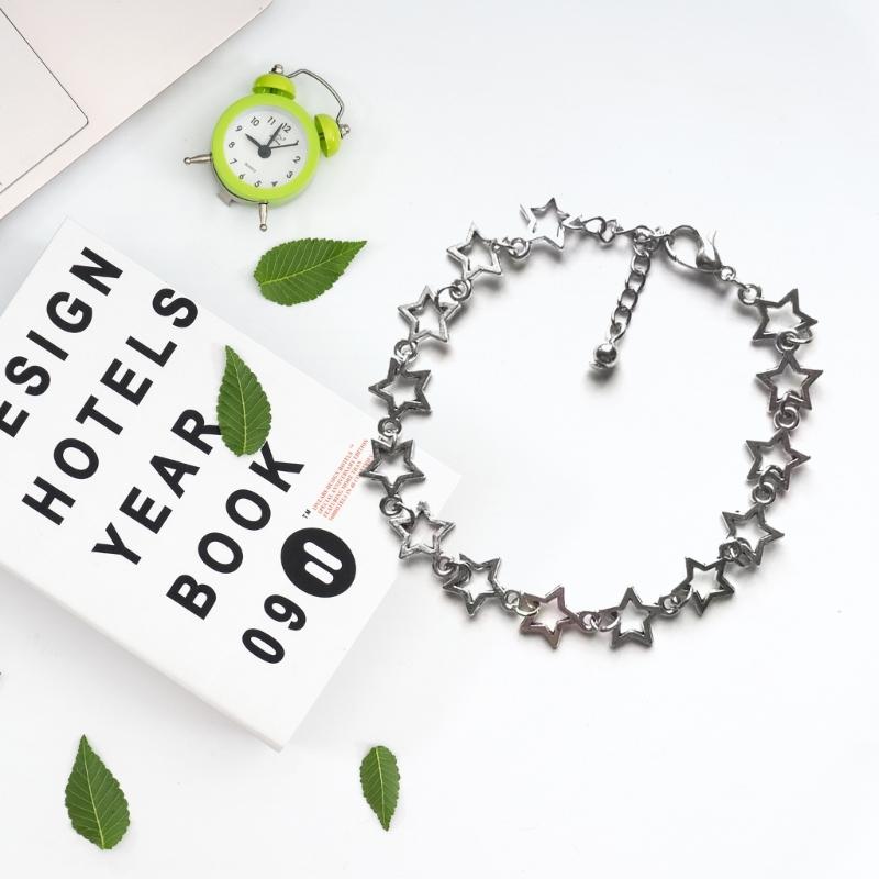 Vintage Shiny Star Pentagram Alloy Material Bracelet for Women Sweet Aesthetic Charm Bracelet Harajuku Fashion Jewelry