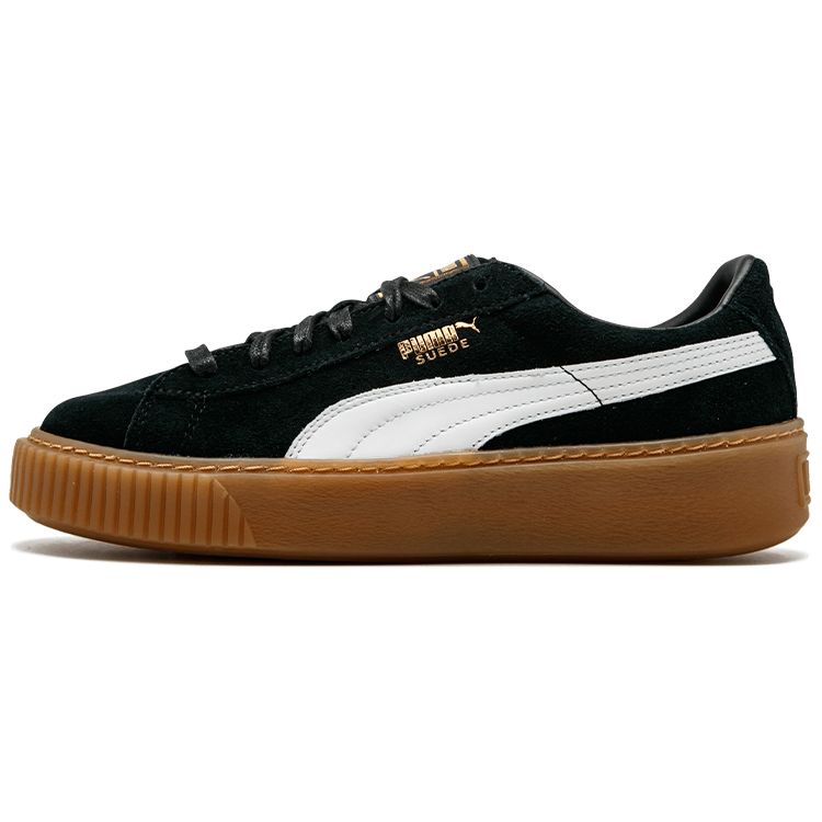 Puma Women Black Low Top Platform Sneakers Split Leather 363559-02
