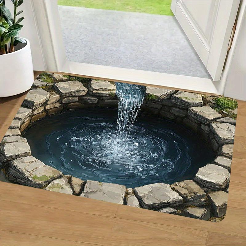 3D Waterfall Doormat for Entryways | Creative Floor Mats | Unique Home Entrance Decor Anti Slip Carpet Can Be Machine Washed
