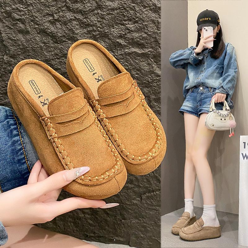 New One-pedal Lazy Bag Head Half Slippers Anti-velvet Casual Versatile Fashion Outdoor Commuter Slippers