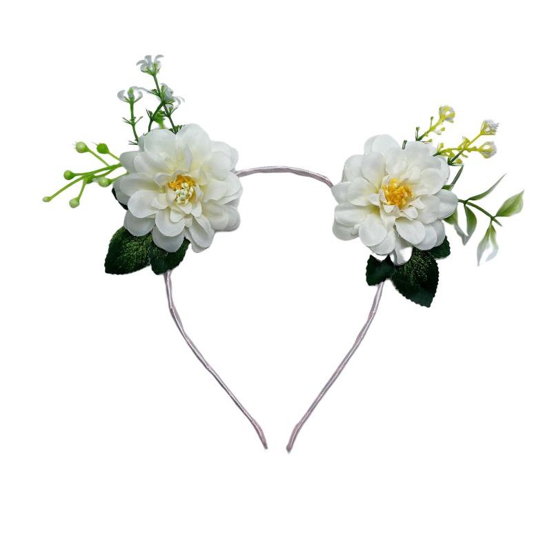 Simulated chrysanthemum headband, creative and versatile peach blossom flocked headdress, dress up prom performance, flower dress up headband белый