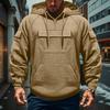 Men's Cargo Hoodie | Drawstring Multi-Pocket, Solid Color For Outdoor & Casual Wear