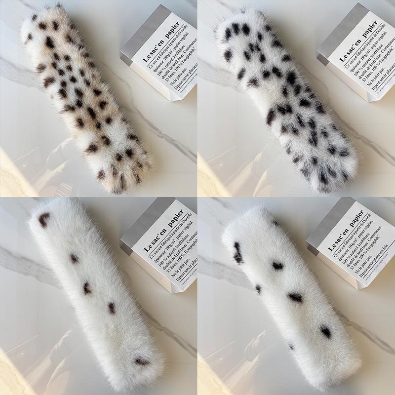 Šála s leopardím vzorem z umělé rysi srsti: Plyšový, Všestranný, Prémiový zimní nákrčník