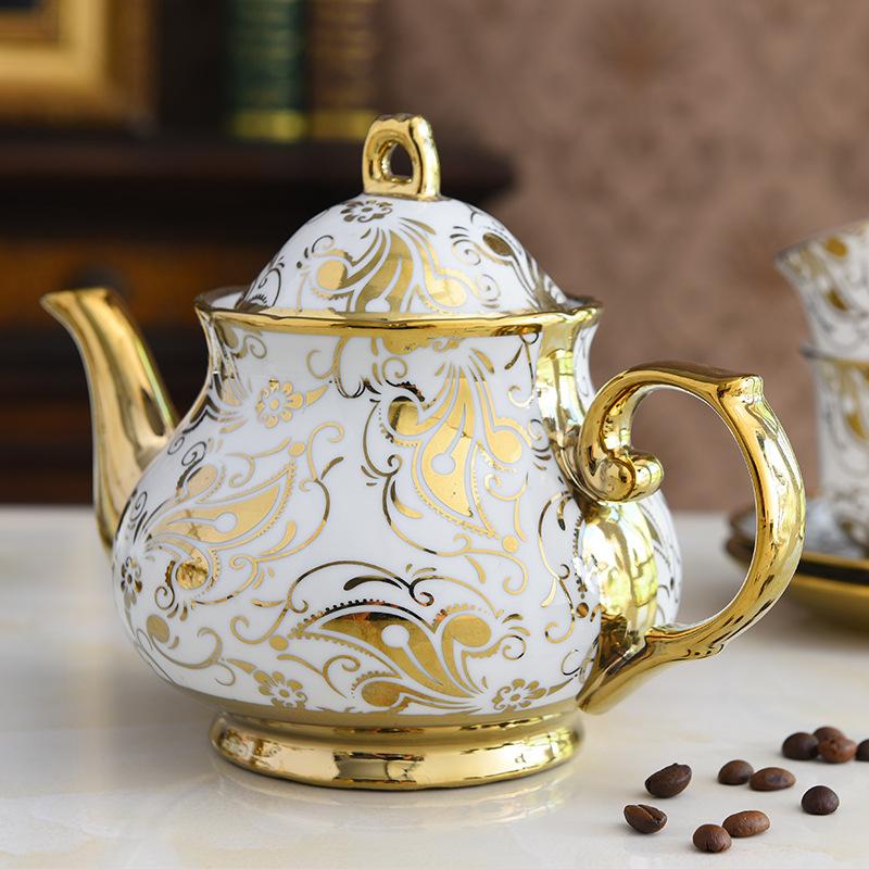 Gold-Plated Edge European Creative Household Tea Set Ceramic English Coffee Cup Saucer Set