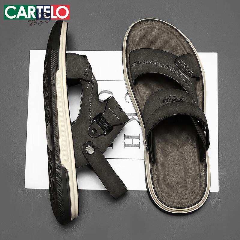 CARTELO Men s Casual Leather Beach Sandals 42